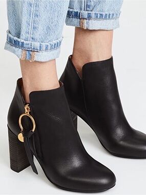 See by Chloe Black Louise Block-Heel Booties $445 39 8.5